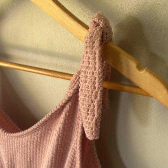 Roller Coaster Blush Pink Ribbed Tie-Strap Romper Jumpsuit – Women’s Size Medium - Picture 6 of 9